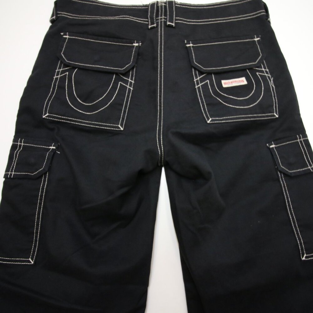 True Religon Military SN Cargo Pants Womens 28 Black White Contast Stitch